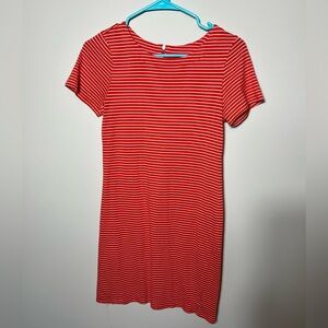 Merona tshirt dress, red orange stripe, extra small petite